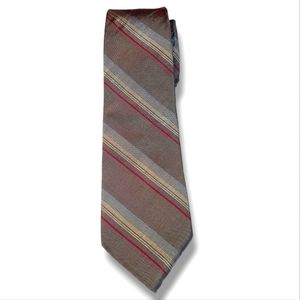 #Y Vintage Christian Dior black label Brown Red striped Mens Neck tie 100% Silk